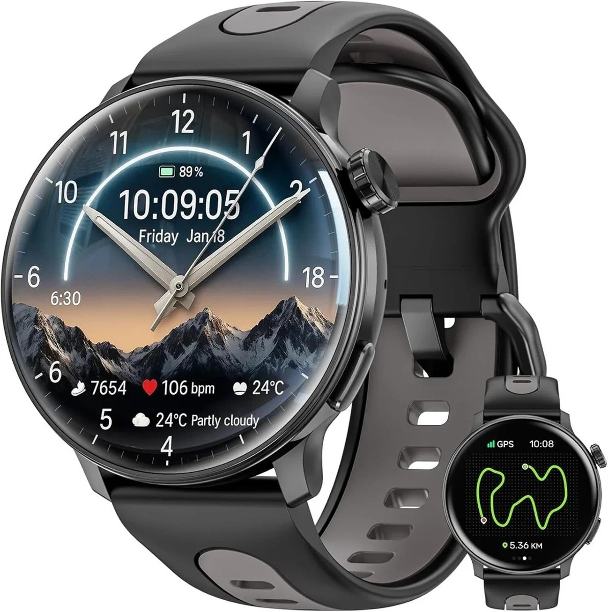 Smart Watch GPS, 1.43″ AMOLED Screen Smart Watch for Men/Women Fitness Tracker