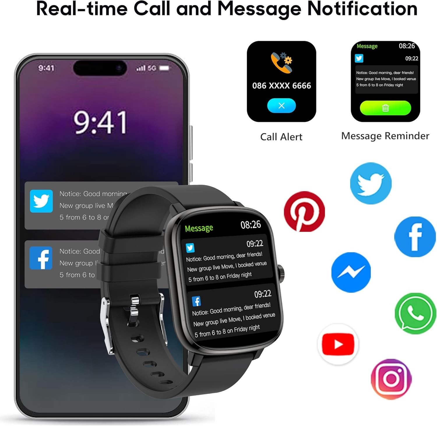 Women’s Smart Watch Bluetooth SmartWatch For Apple iPhone iOS and Android