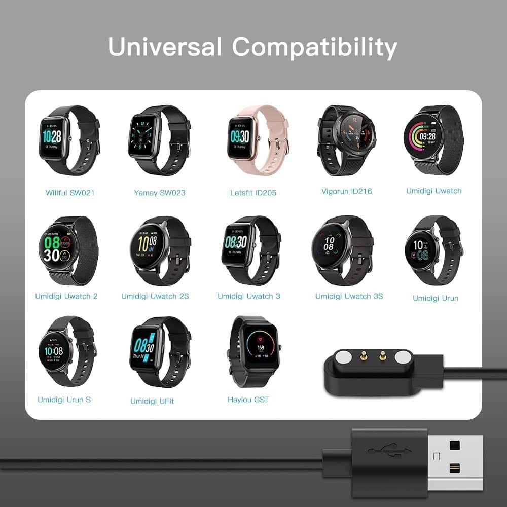 2-Pack 3.3FT Smart Watch Charger Magnetic USB Charging Cable for Letsfit Willful