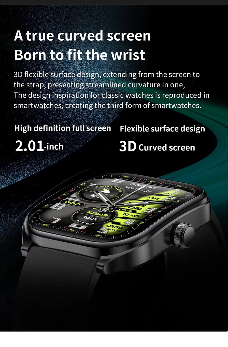 AOLON Smart watch 2.1-Inch HD Curve Screen with Black Band