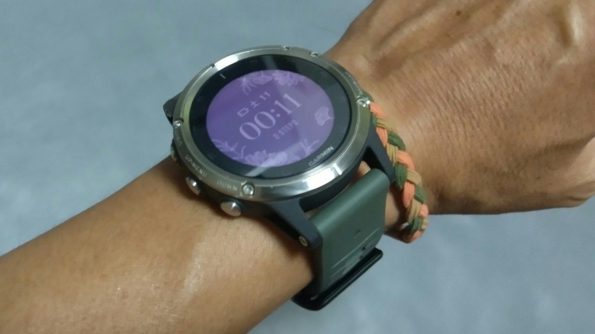 GARMIN fenix 5 PLUS Smartwatch Green Titanium Case GPS Sport Watch Used