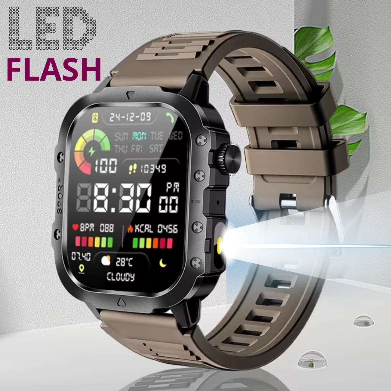🔥 Military Smart Watch Men Android Rugged Tactical Fitness Tracker LED Flash Br