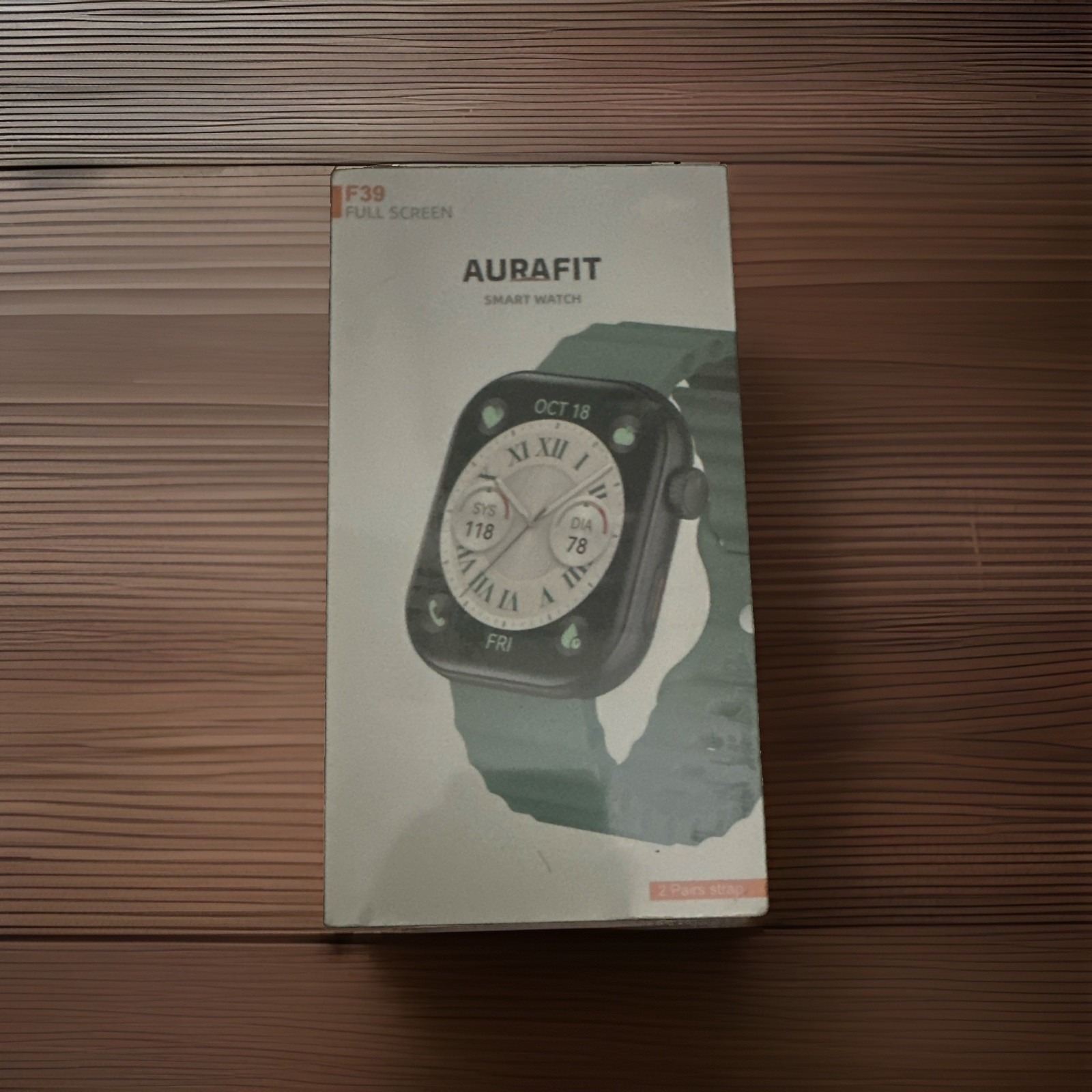 AURAFIT F39 Full Screen Smart Watch Wireless Charging 39mm Black Metal