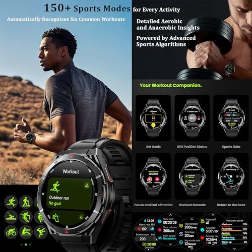 Military GPS Smart Watch: 1.43” AMOLED Always On Display, Built-In GPS,