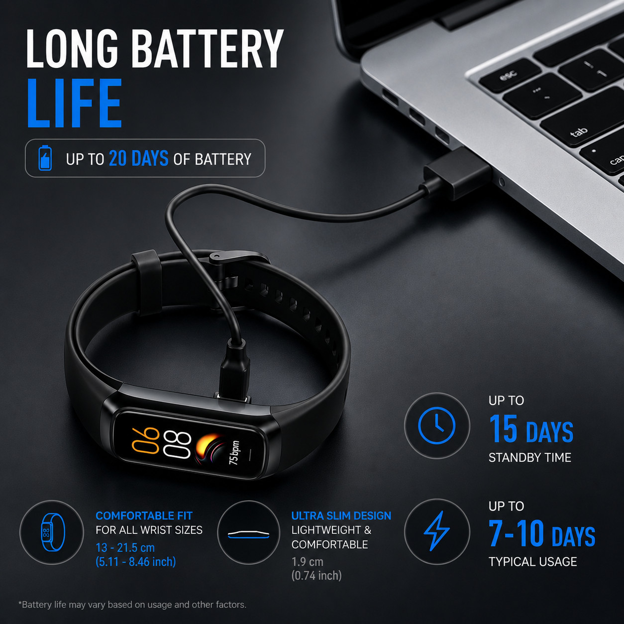 Vital Smart Watch and Fitness Tracker for Men/Women | Sleek Activity Tracker Hea