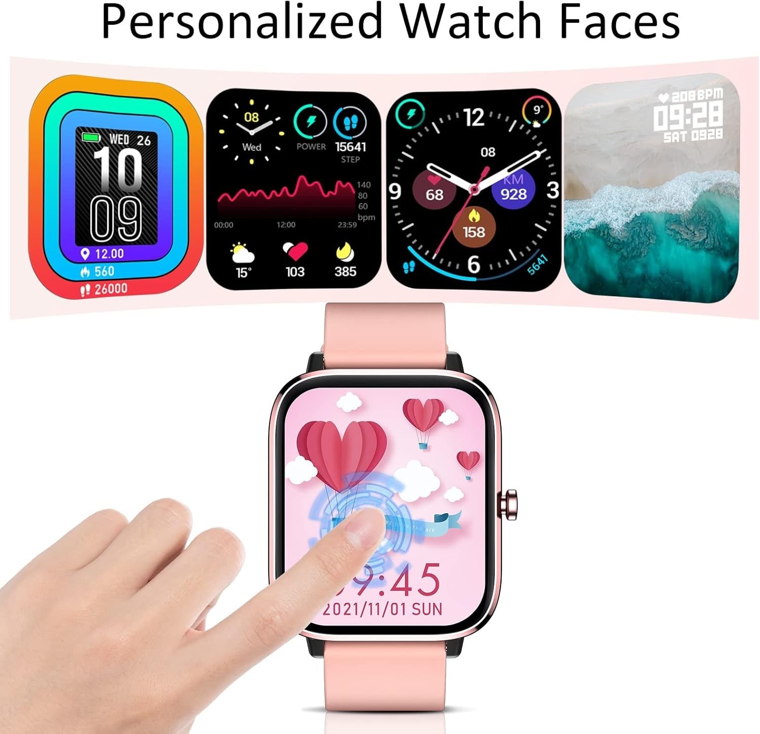 Smartwatch Women Waterproof Fitness Tracker Heart Rate Sleep Monitor Touch Sc…