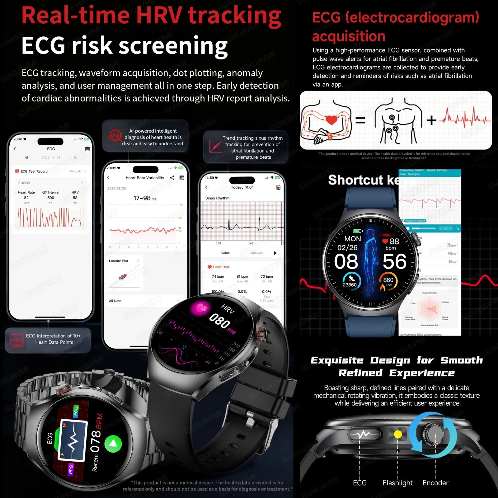 AI Smart Watch ECG PPG Health Fitness Tracker Heart Rate Sleep Waterproof 2026