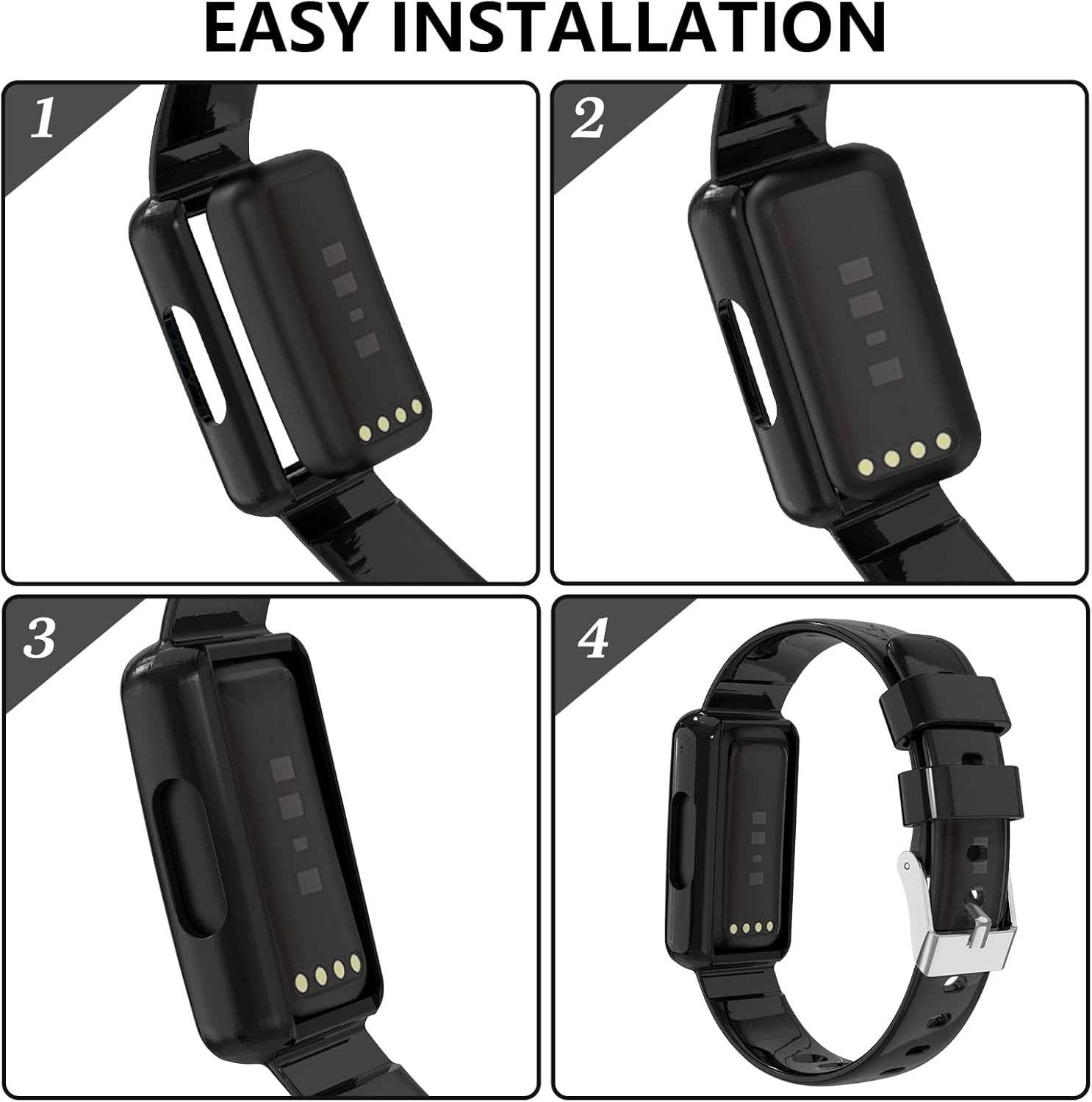 Clear Wristband with Built-in Protective Case for Fitbit Inspire 2, Inspire HR