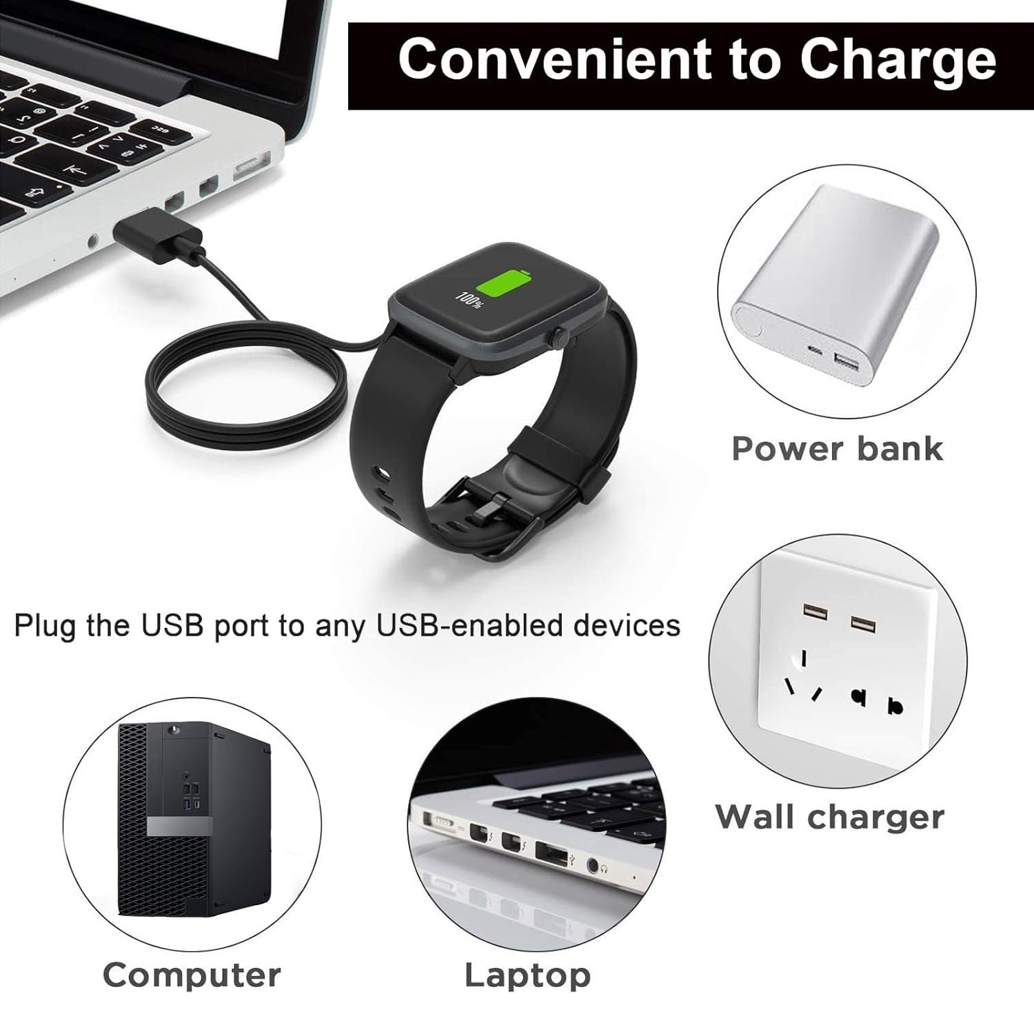 IOWODO W60 & Blackview W60, R50pro, R30 Pro Smart Watch Charger, [2-Pack]
