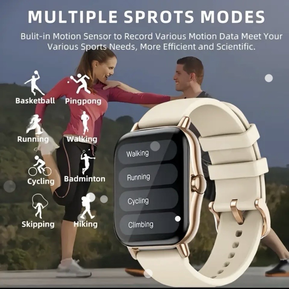 Touchscreen Bluetooth Call Smart Watch 40mm Metal Case, Black Silicone Band