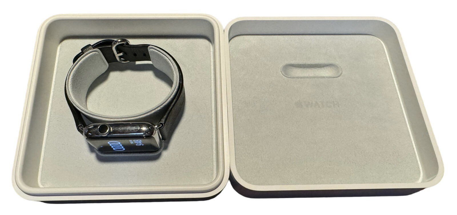 Genuine Apple Watch 42mm 316L Space Black Stainless Steel Watch & Leather Strap