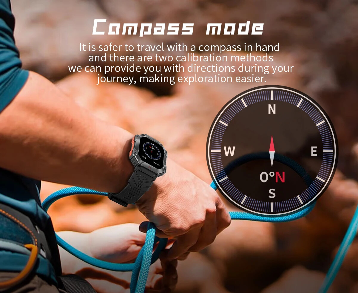 Durable Military Smart Watch Android Ftiness Watch IP68 Waterproof Bluetooth