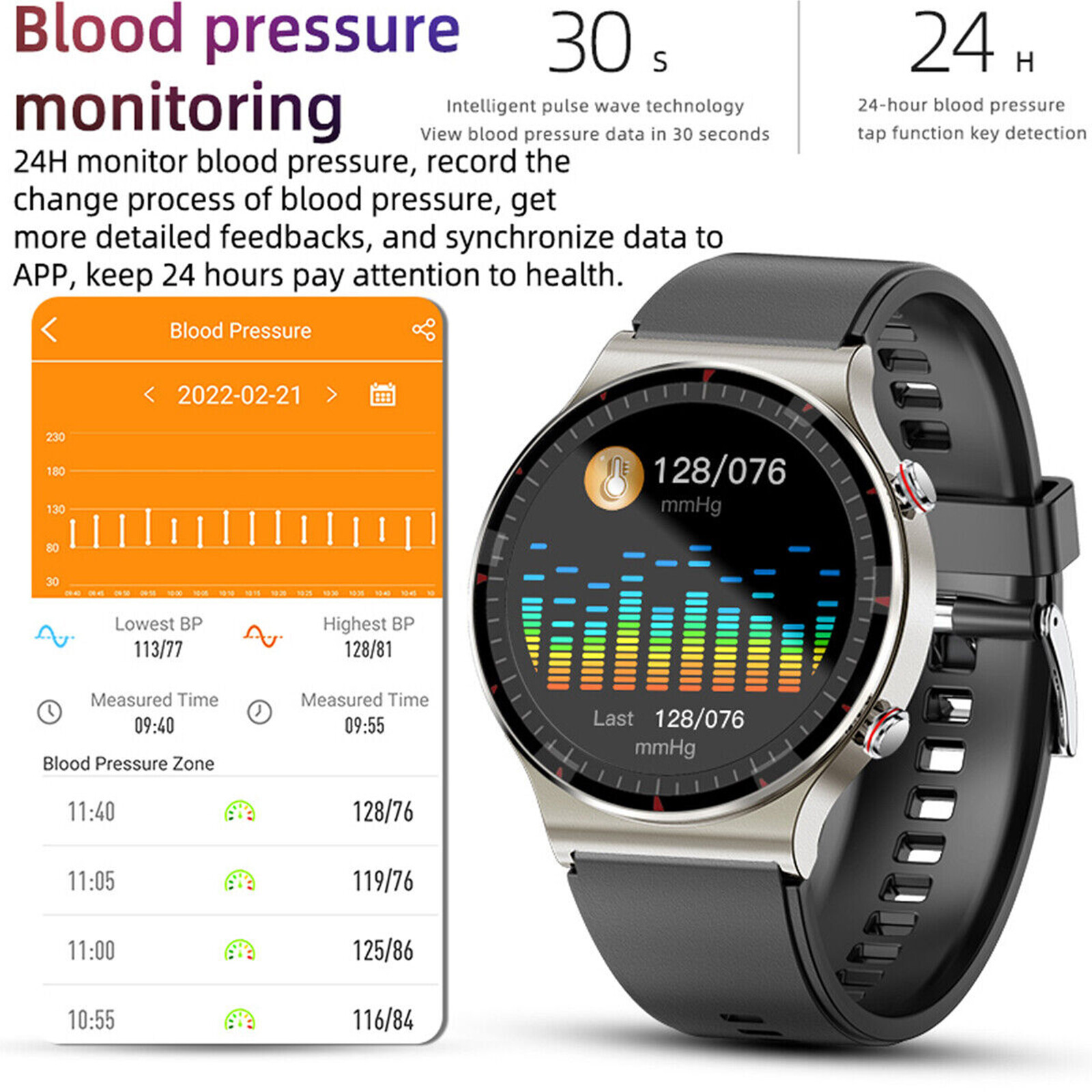 Smart Watch ECG Heart Rate Blood Oxygen Sleep Health Monitor Activity Tracker