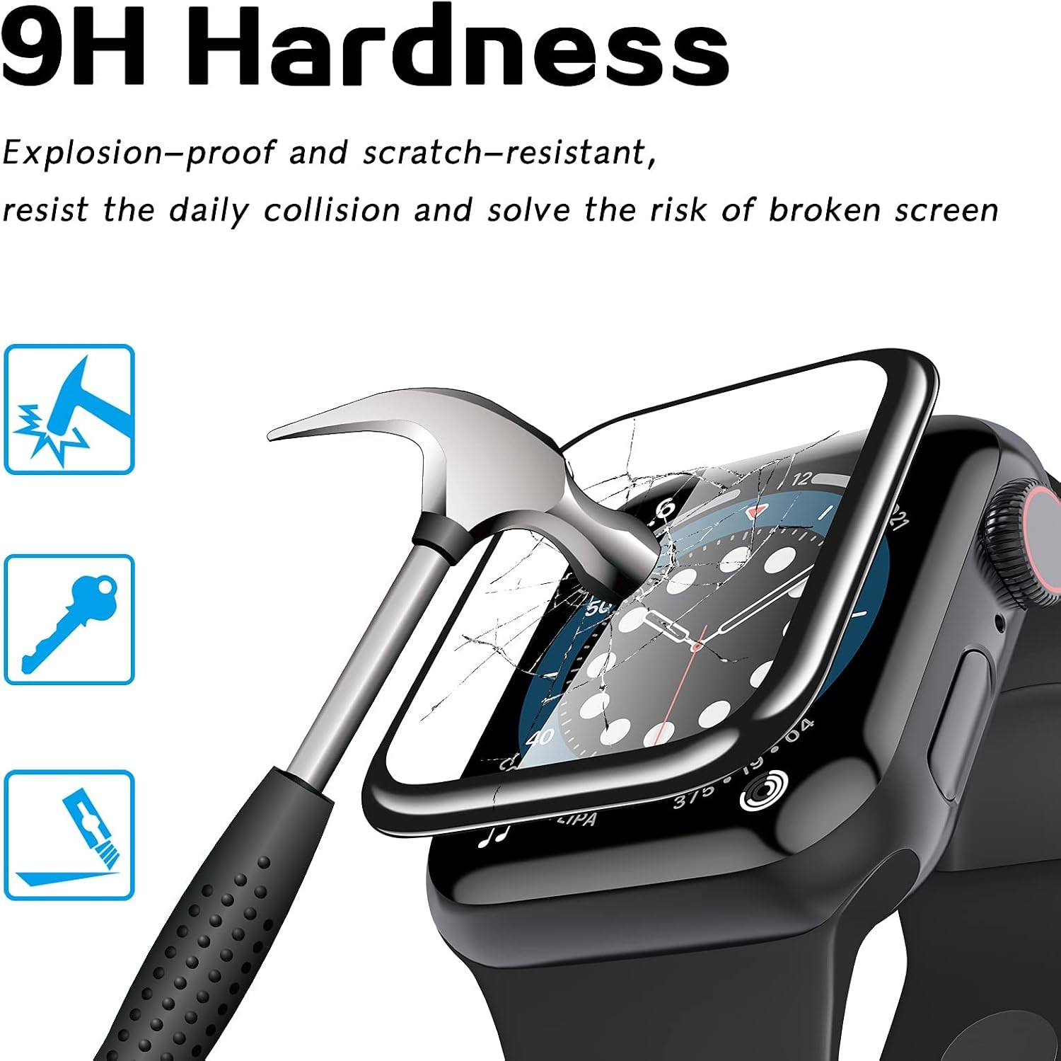 2 Pack Tempered Glass Screen Protector for Apple Watch Series 6 44mm 3D Curved E