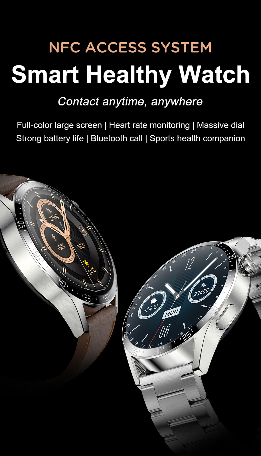 Smart Watch Bluetooth Call Wristwatch Sport Fitness Tracker Touchscreen Bracelet