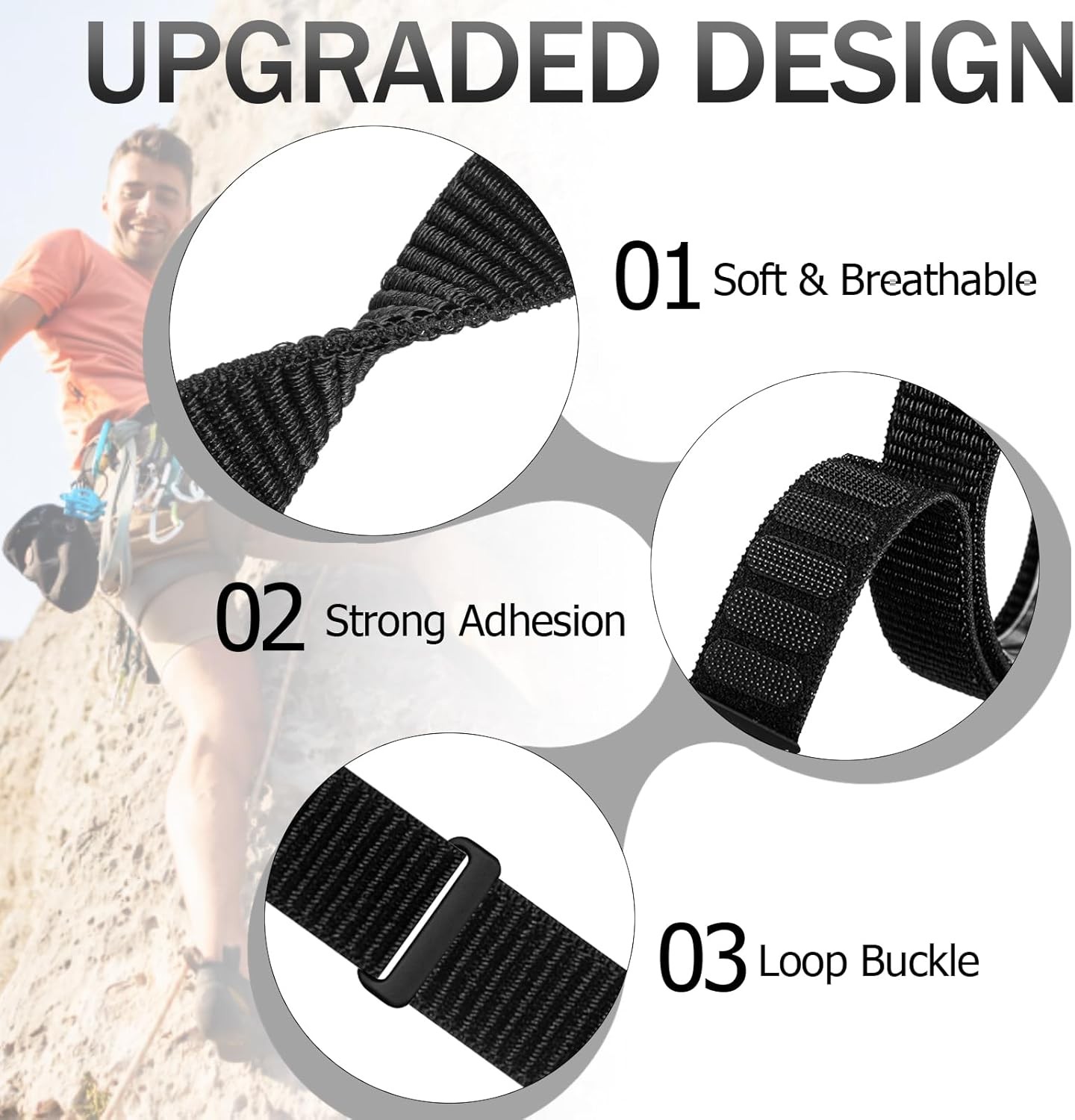 Breathable Nylon Strap Compatible with Apple Watch 49mm 44mm 40mm 38mm