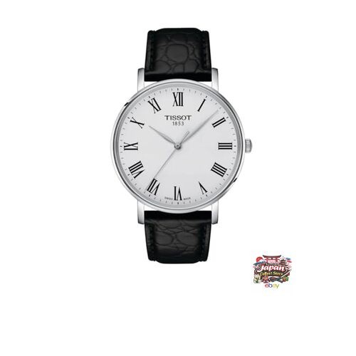 TISSOT Everytime Men’s Watch Leather Strap White Dial T1434101603300 Black