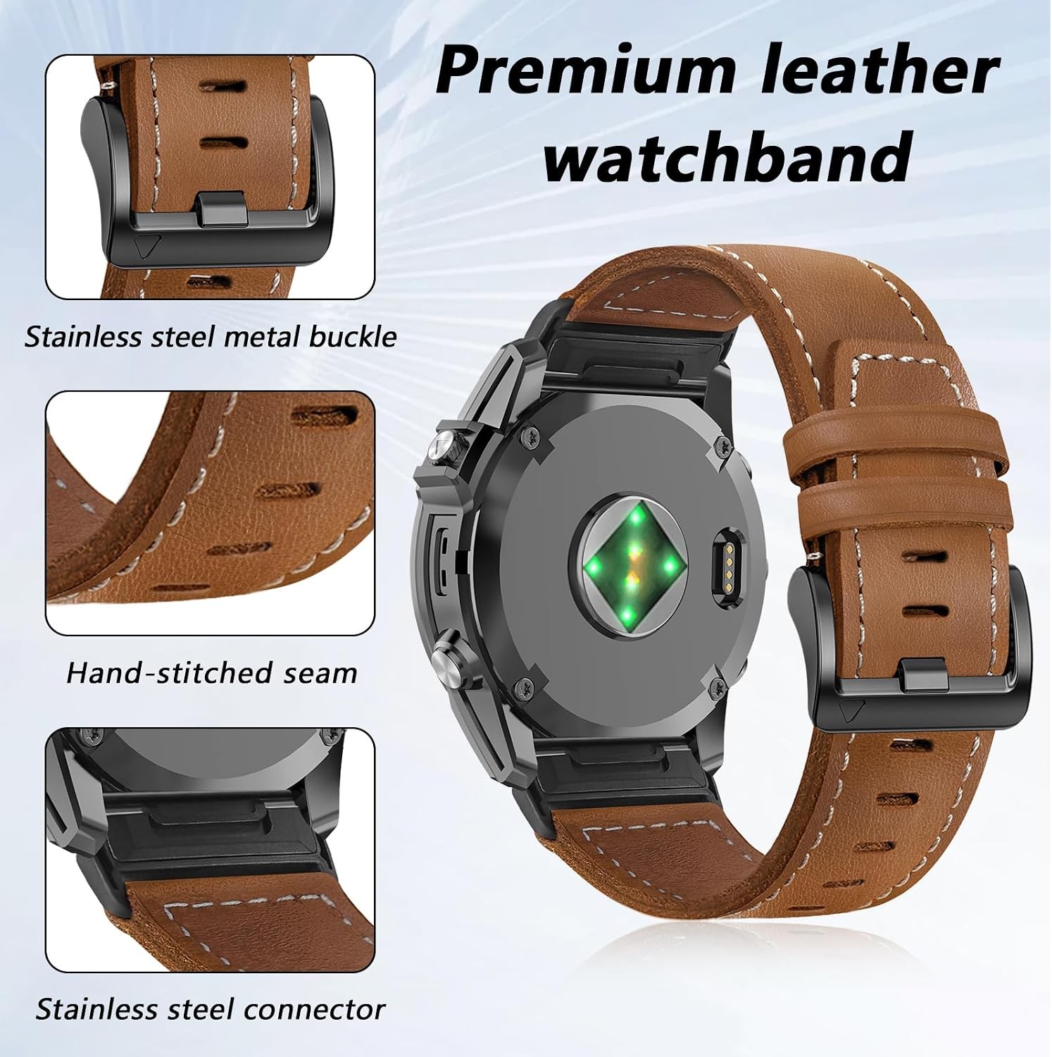 Case For Garmin Fenix 8/quatix 51/Fenix 7X Pro/6X Pro/5X Plus/3 HR 26mm Leather