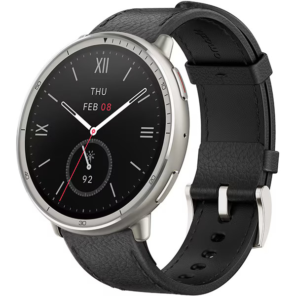 Amazfit Active 2 Smart Watch Round Black Leather Premium 44mm sp170073-C225