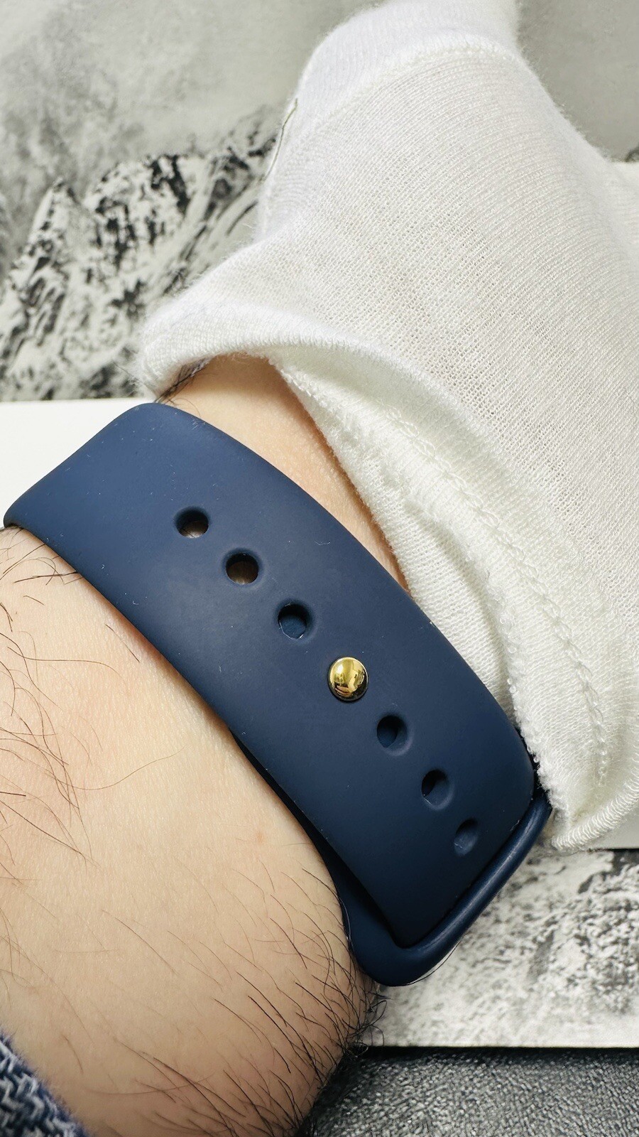 49MM Apple Watch ULTRA 2 CUSTOM BLUE ANODIZED Blue Sport Band Gold Plated Pin