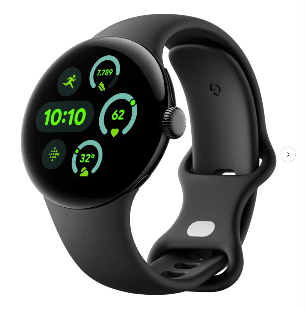 Google Pixel Watch 41mm Matte Black Stainless Steel Case Obsidian Active Band