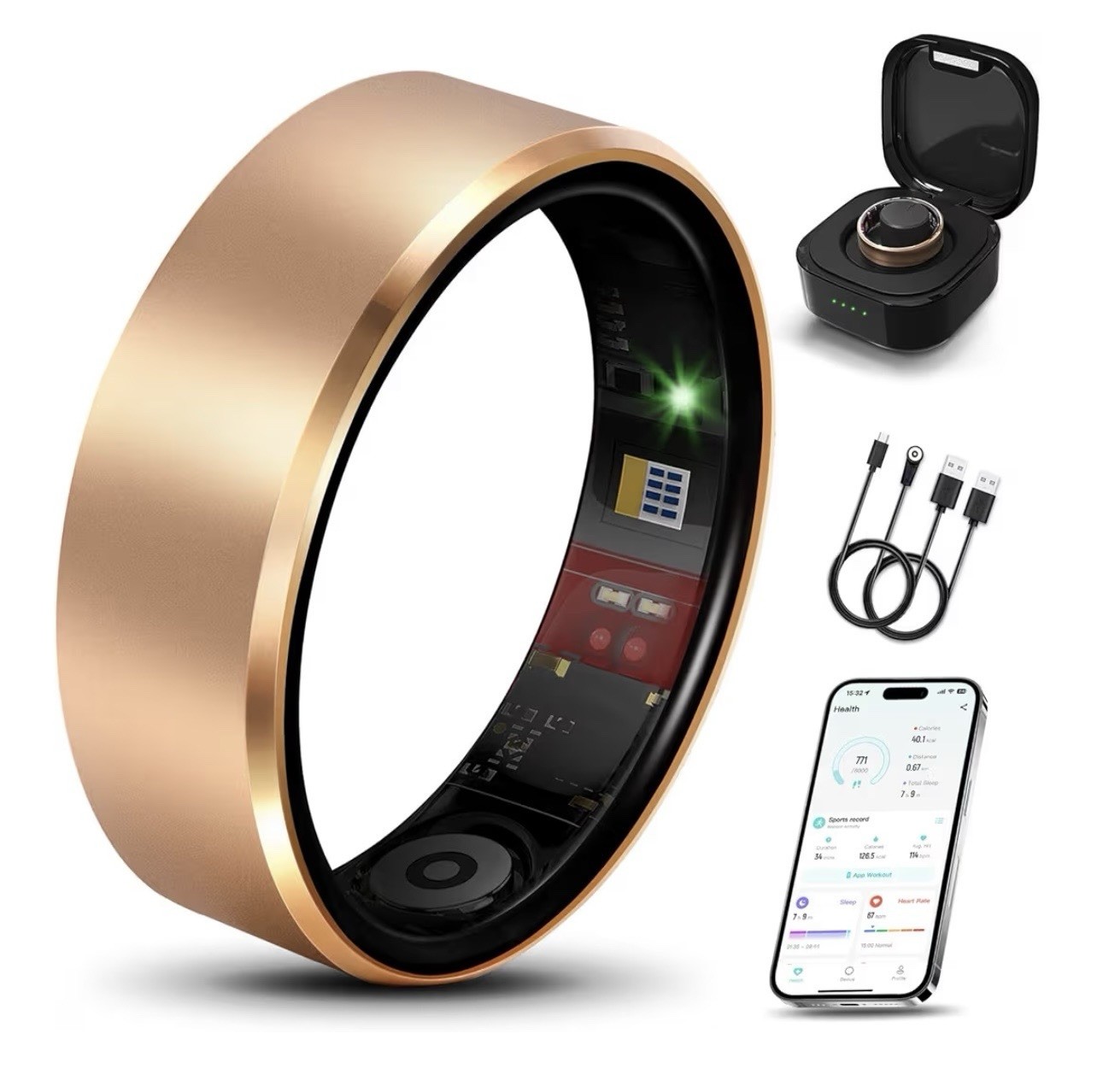 Smart Rings for Men & Women, Fitness Tracker Health Monitor Ring, Wearable size8