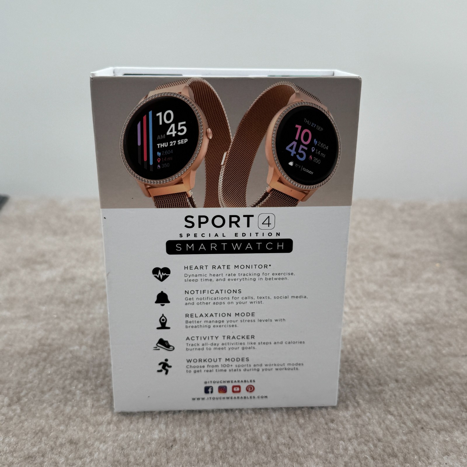 iTouch Sport 4 Unisex Multi-Function Rose Gold Smartwatch TP4E02-C29 Workout New