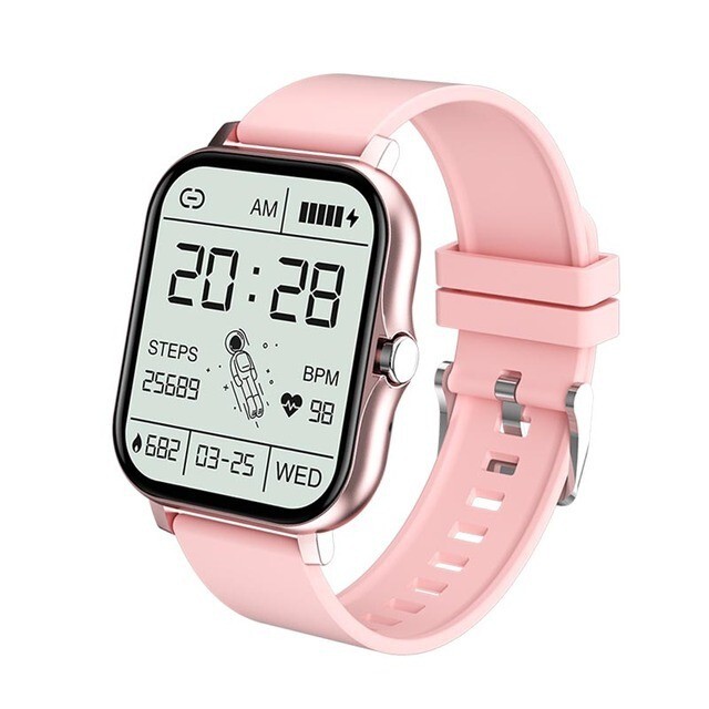 2024 New Men’s Women’s Sports For Smart Watch W/ Large Screen Silicone Y13 PINK