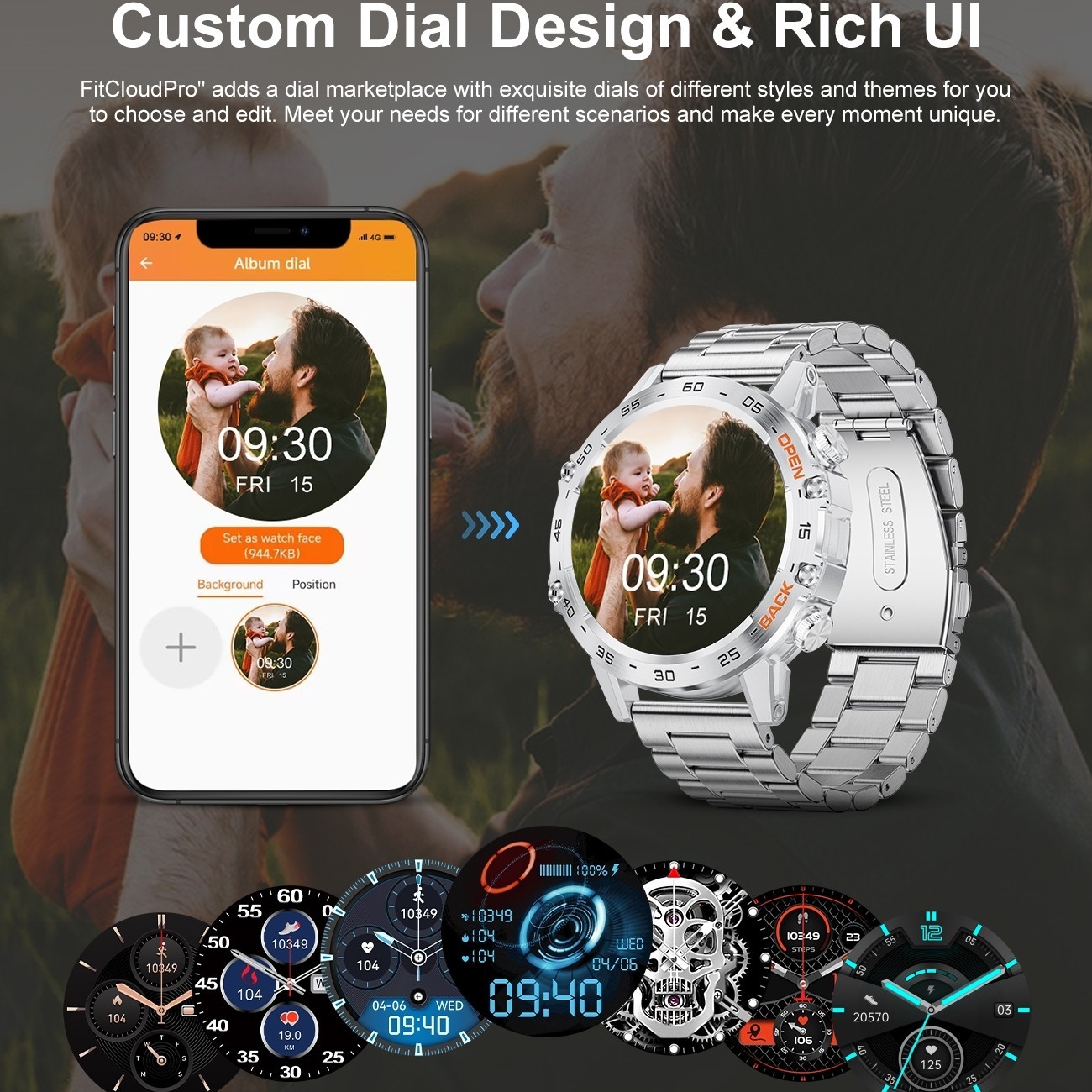 Military Smart Watch for Men Bluetooth Call Receive/Dial Rugged Fitness Tracker