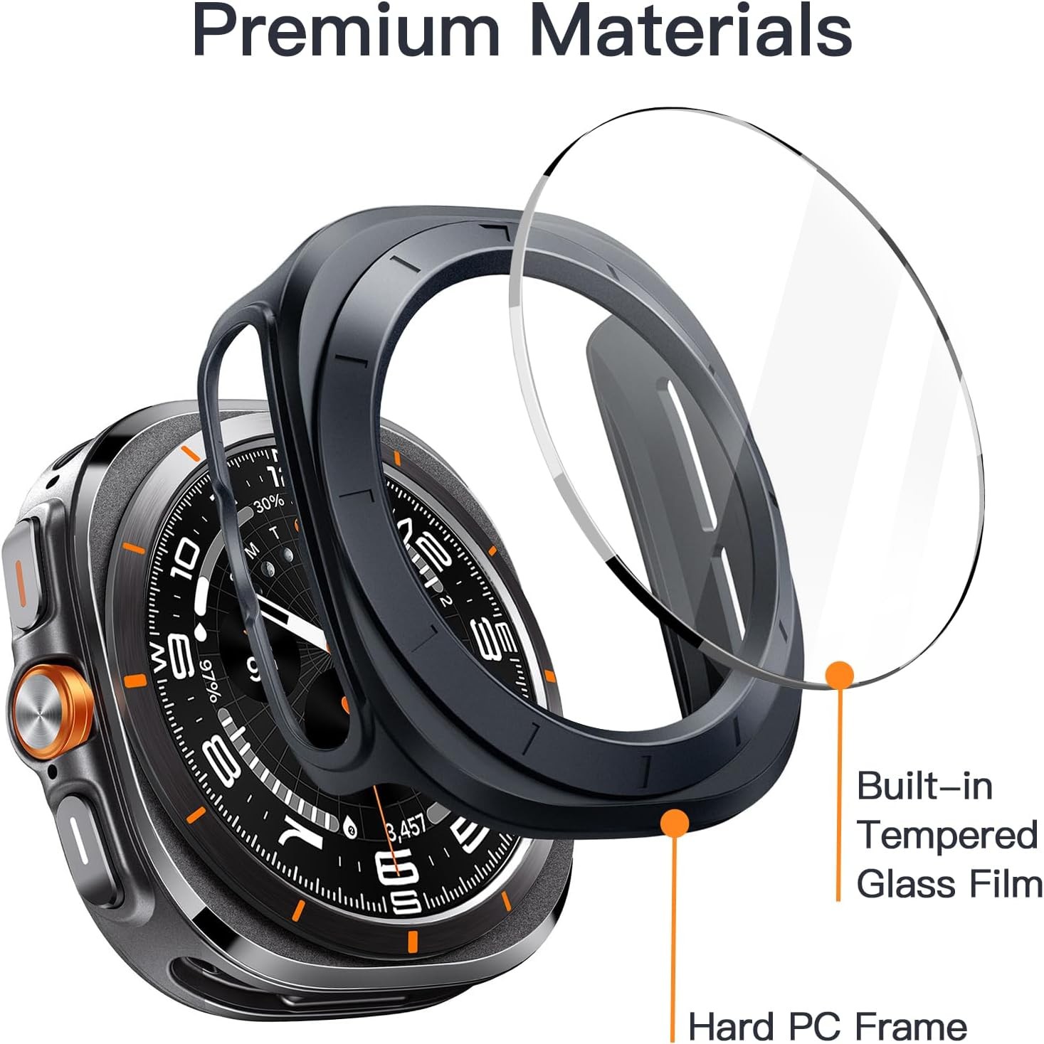 Case for Galaxy Watch Ultra 47mm with Screen Protector, Full Protection, Hard PC