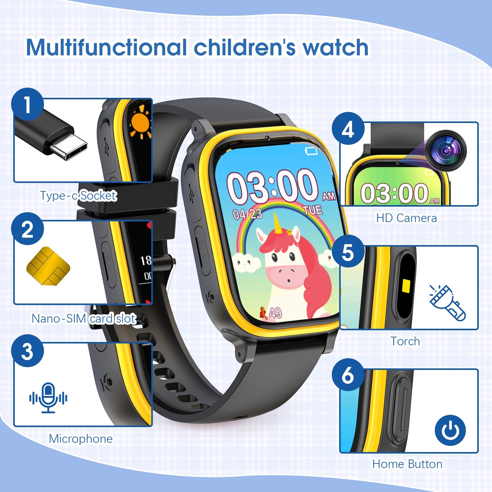 Kids Smart Watch for Boys Girls HD Touch Screen Educational Toy Gifts 2-way Call