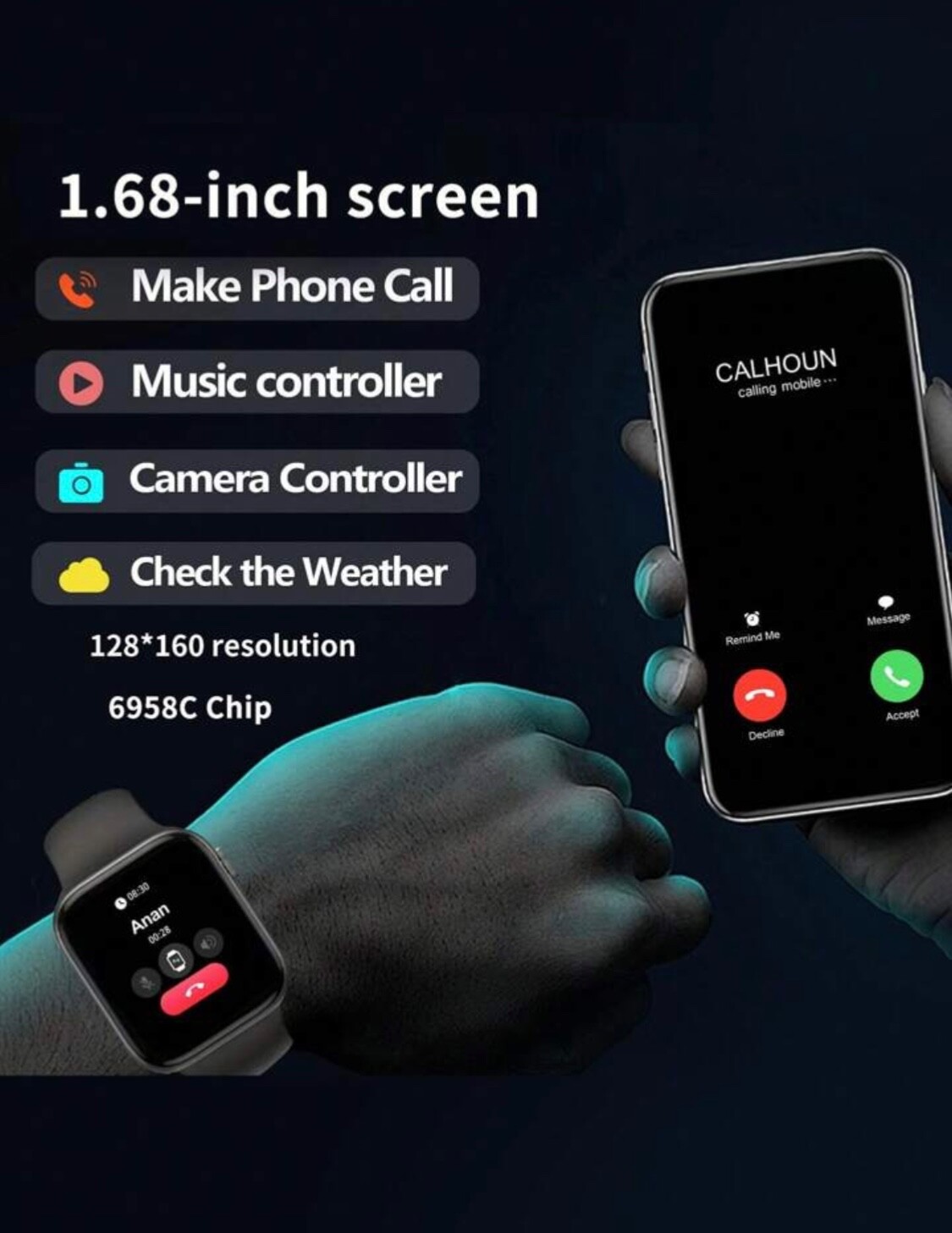 Unisex sports smart watch , Multi- Functional modes