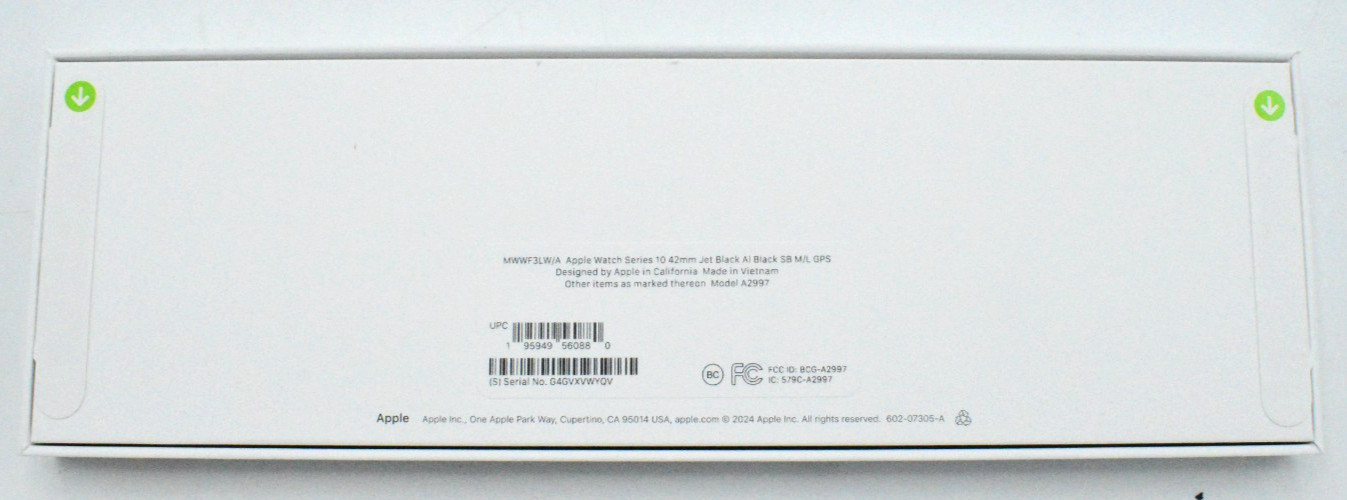 Apple Watch Series 10 42mm A2997 Jet Black Aluminum/Black Band M/L MWWF3LW/A