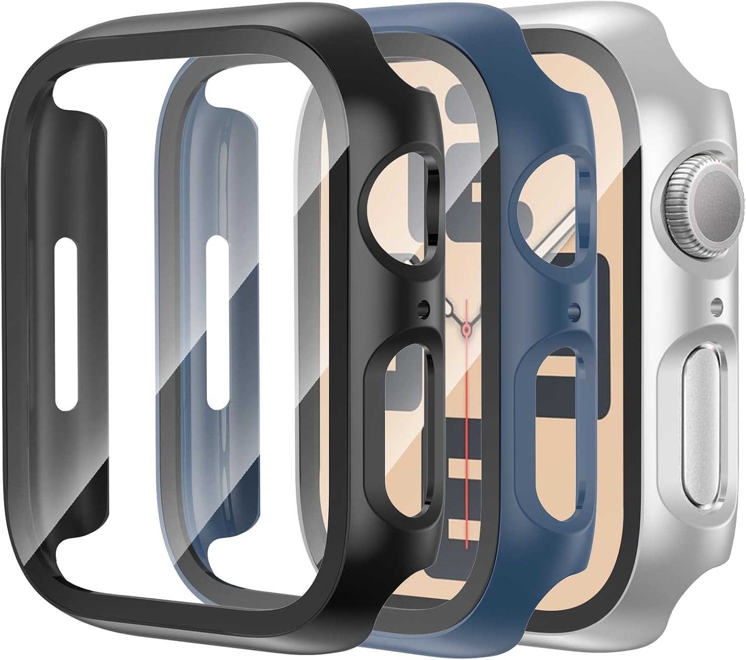 Ultra-Thin 3-Pack Case with Tempered Glass Protector for Apple Watch 46mm Series