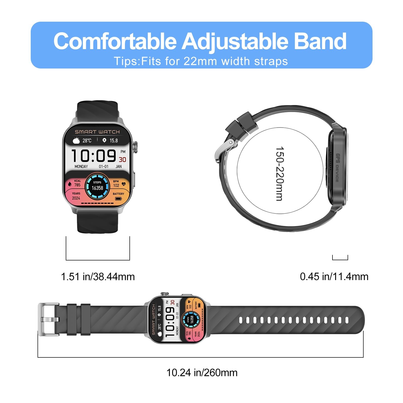 for Men (Answer/Make Calls), with Built-in GPS, 2.1″ HD Screen, Heart Rate/Sl…