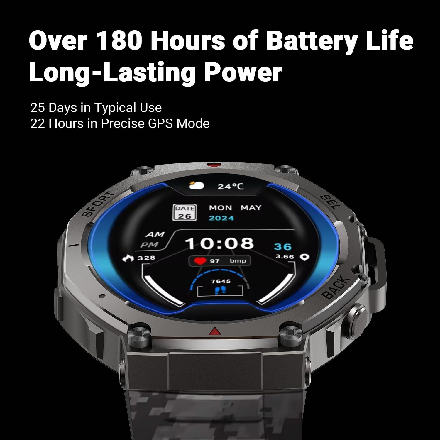 Outdoor GPS Smartwatch, 1.43″ AMOLED Display, Titanium Alloy, 5ATM Waterproof…