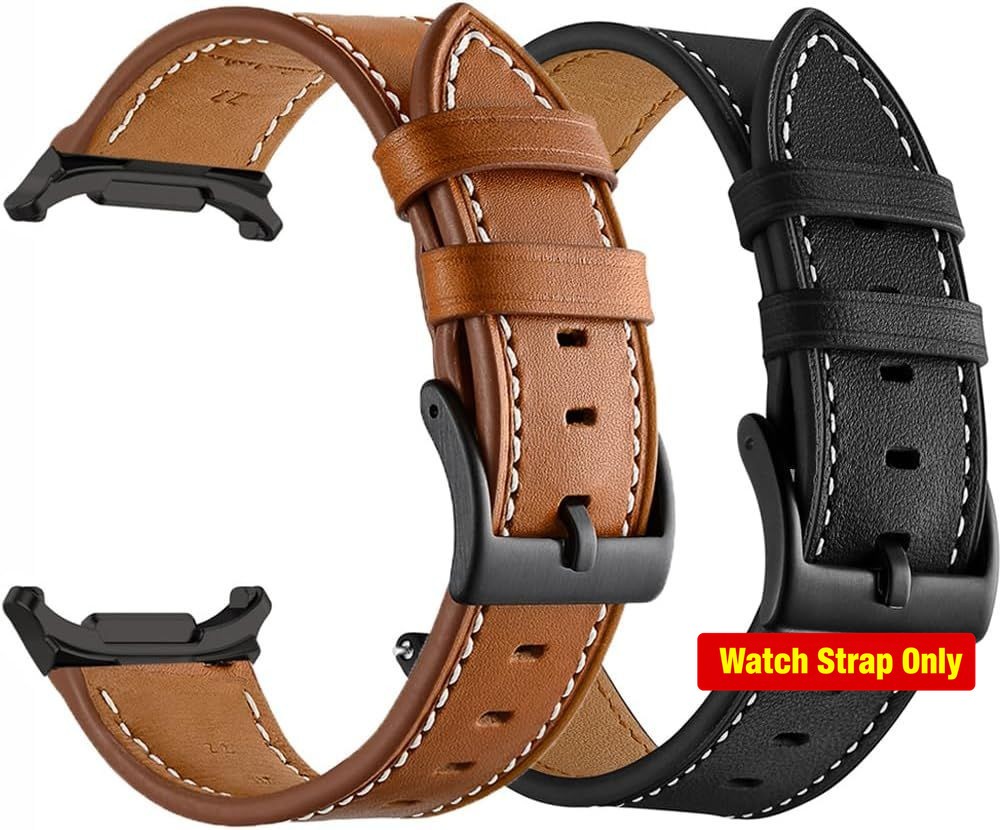 Leather Replacement Only Strap for Galaxy Watch 8 Classic 46mm, Black & Brown
