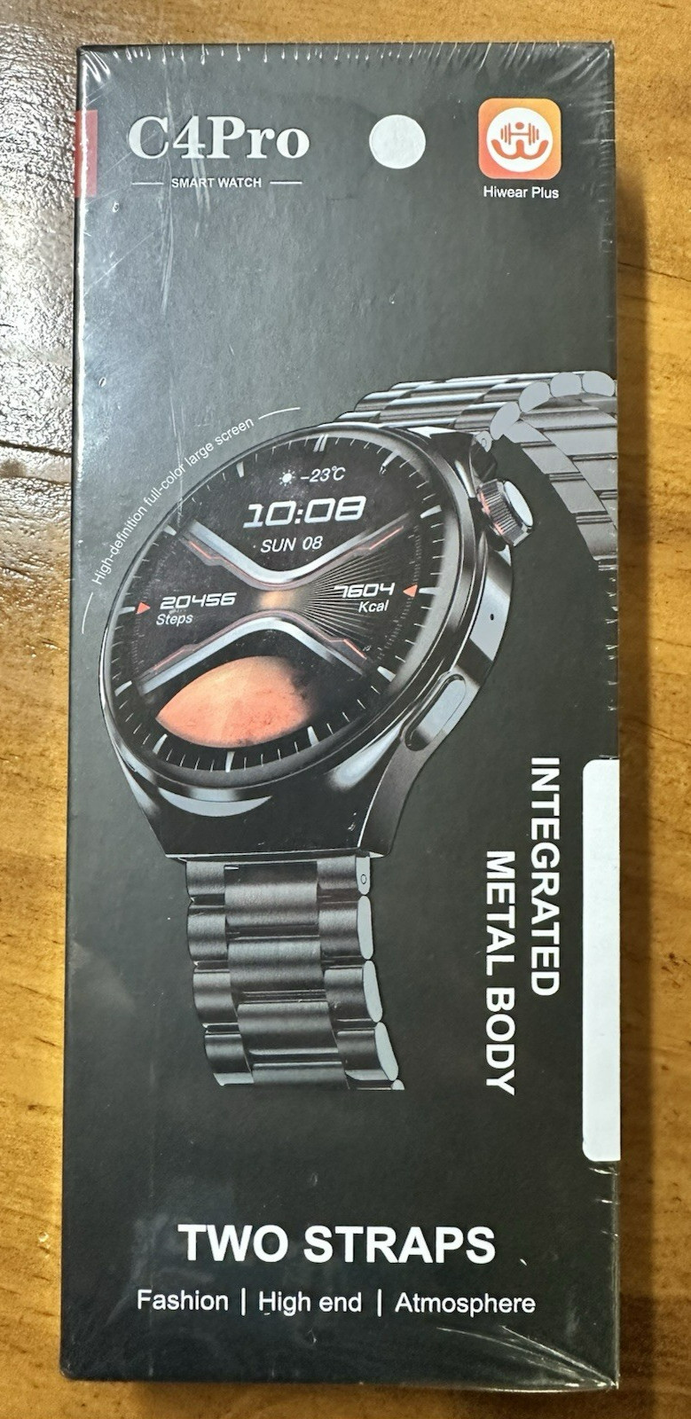New C4Pro Hiwear Plus Smart Watch Two Straps Integrated Metal Body