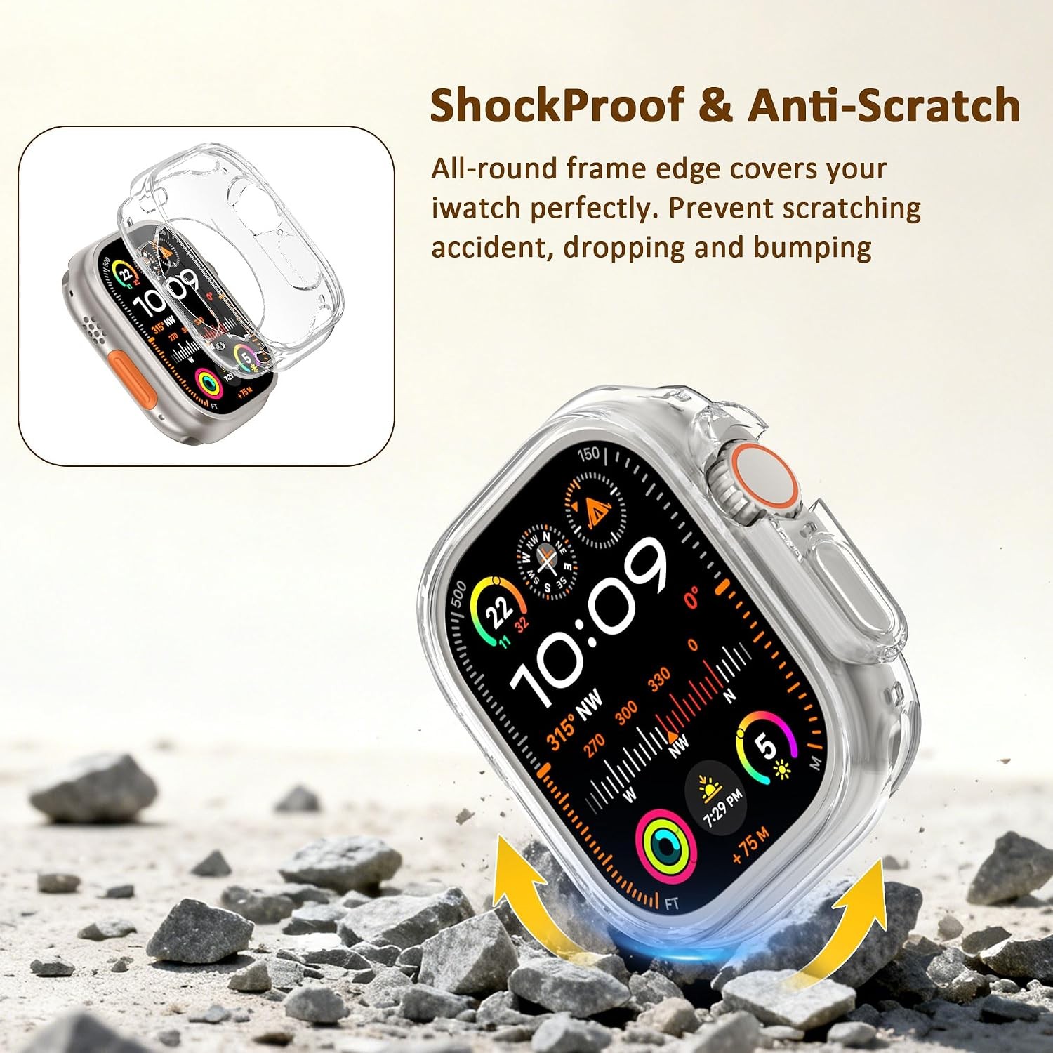 2 Pack Soft TPU Bumper Case for Apple Watch Ultra 49mm Slim Shockproof Cover