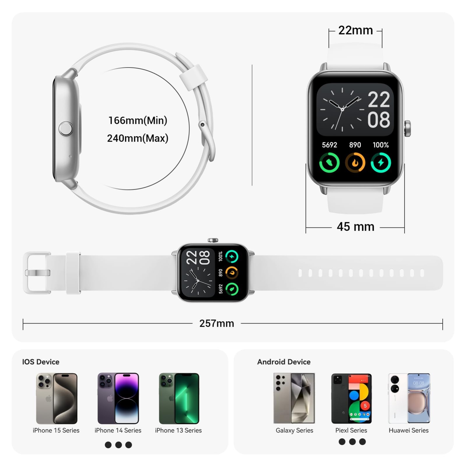 Women’s Smart Watch 1.85″ AMOLED Display, Fitness Tracker, Heart Rate, IP68 Wate