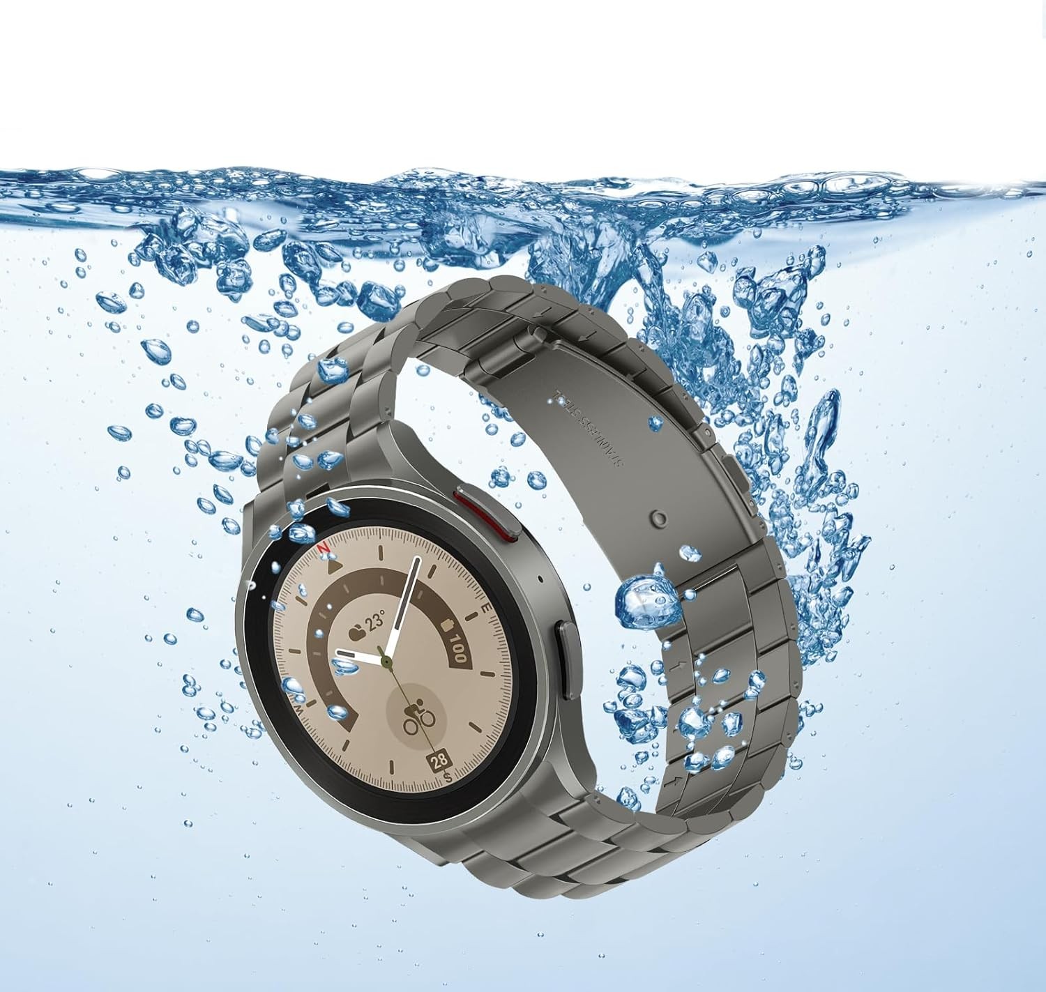 Gray Titanium 20mm Metal Strap for Samsung Galaxy Watch 7 44mm Compatible Band