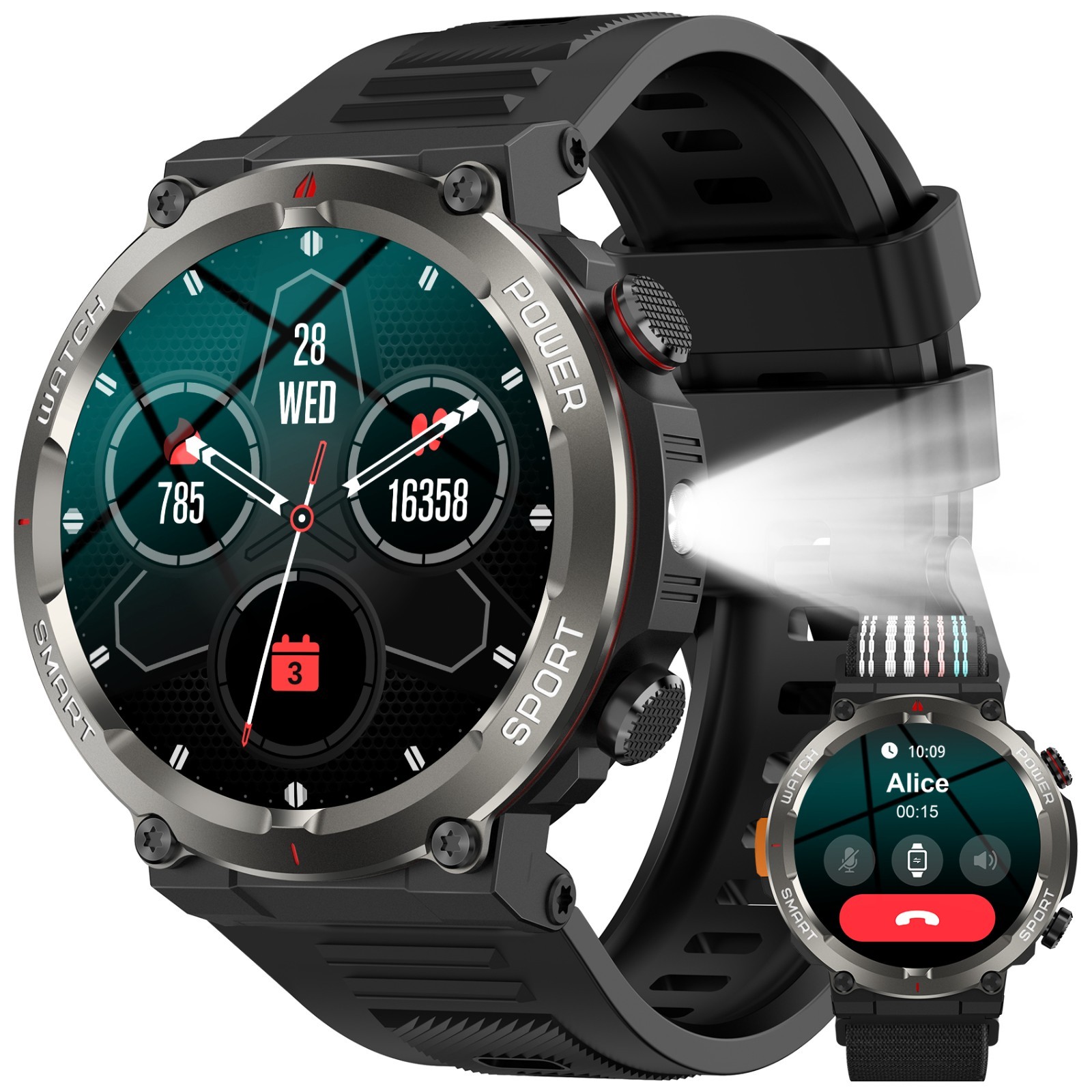 Smart Watch Military Tactical Men Sport Heart Rate Fitness Tracker Wristwatch US