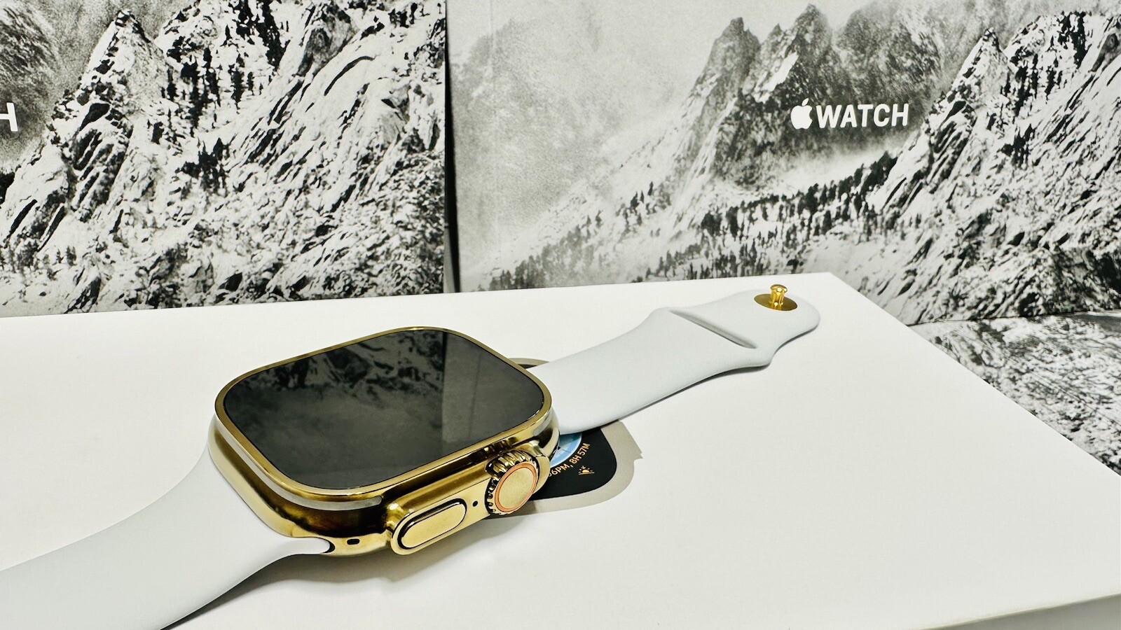 49MM Apple Watch ULTRA 2 GOLD Anodized Custom Polished White Sport Band LTE GPS