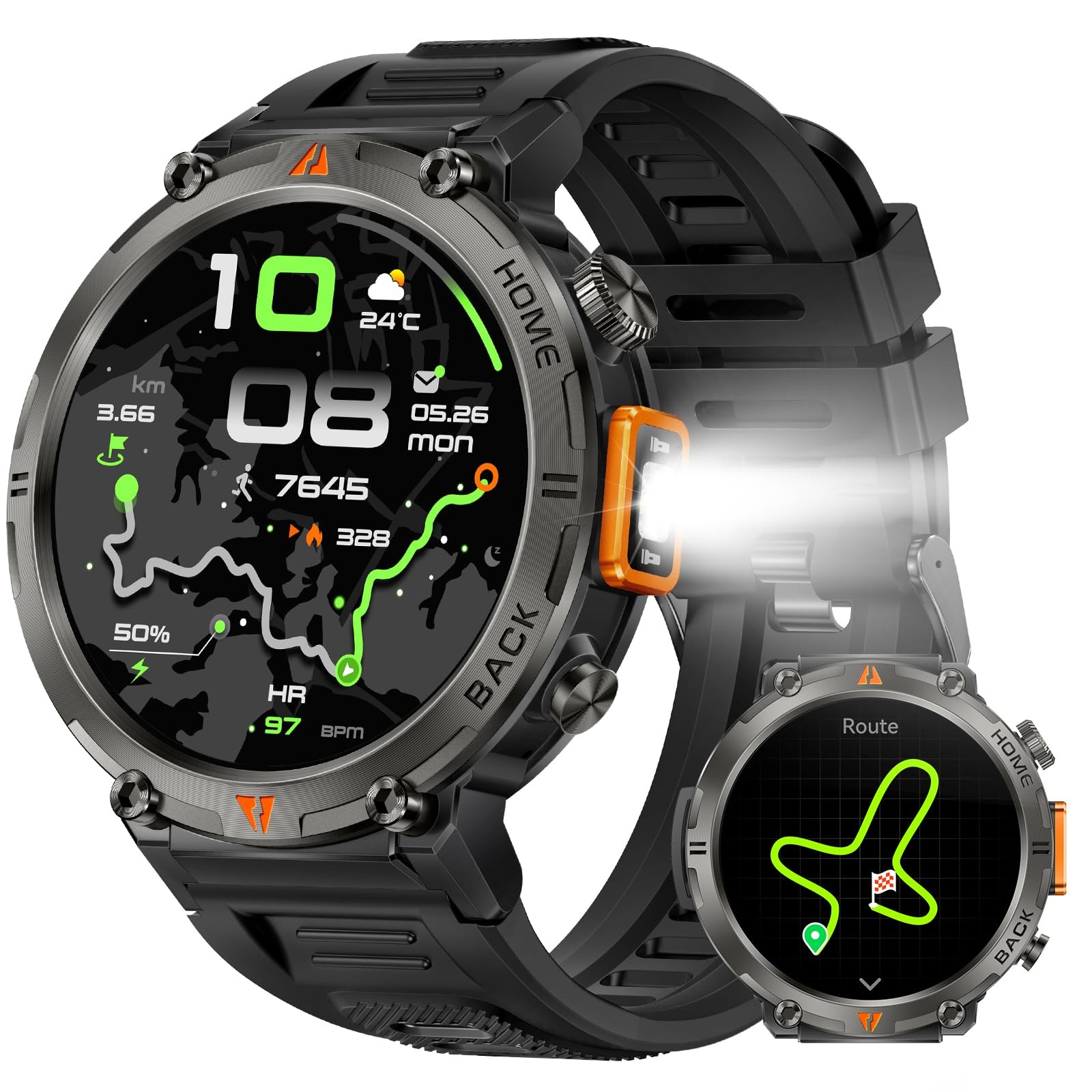 LaNikar Military Smart Watches Men Built-in GPS 3ATM Waterproof Call/LED