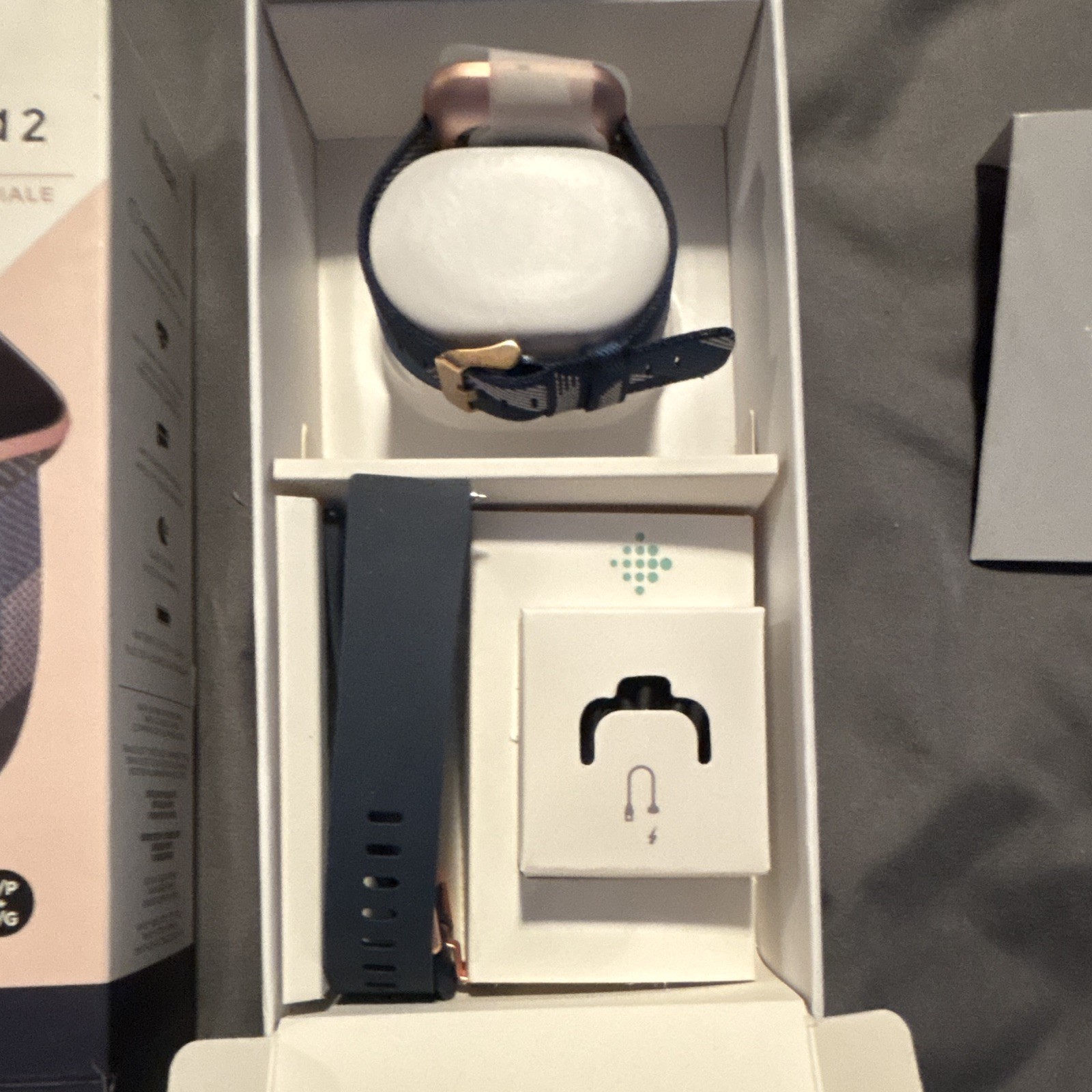 Fitbit Versa 2 Special Edition 40mm Pink Aluminum Case Blue Fabric Band