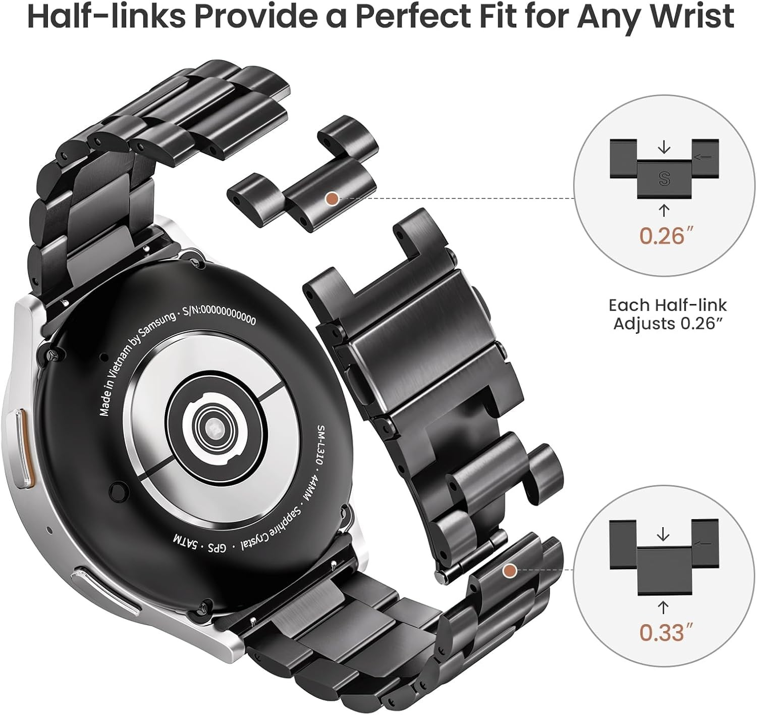 Metal Strap for Samsung Galaxy Watch 7 6 5 4 44mm 40mm Elegant Casual Band