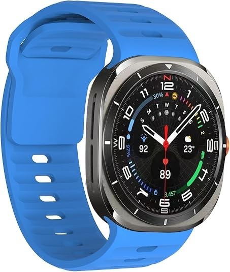 Black Soft Silicone Sport Band for Samsung Galaxy Watch 7 Ultra 47mm, Quick Rele
