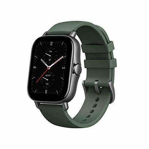 Amazfit GTS 2e 42.8mm Silver-Tone Aluminum Case with Moss Green Silicone…