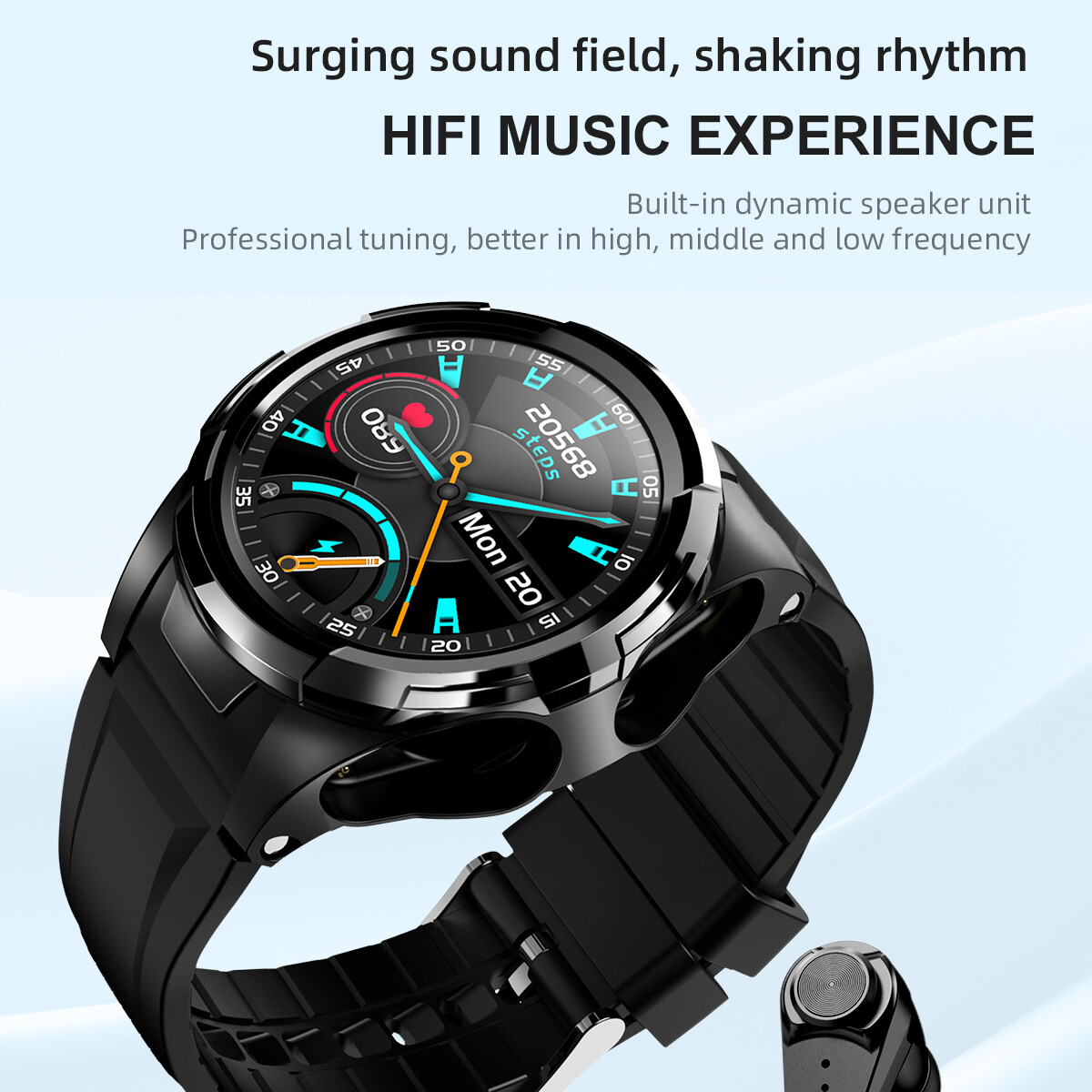 Smart Watch with True Wireless Earbuds Fitness Tracker Sleep Monitor Wristwatch