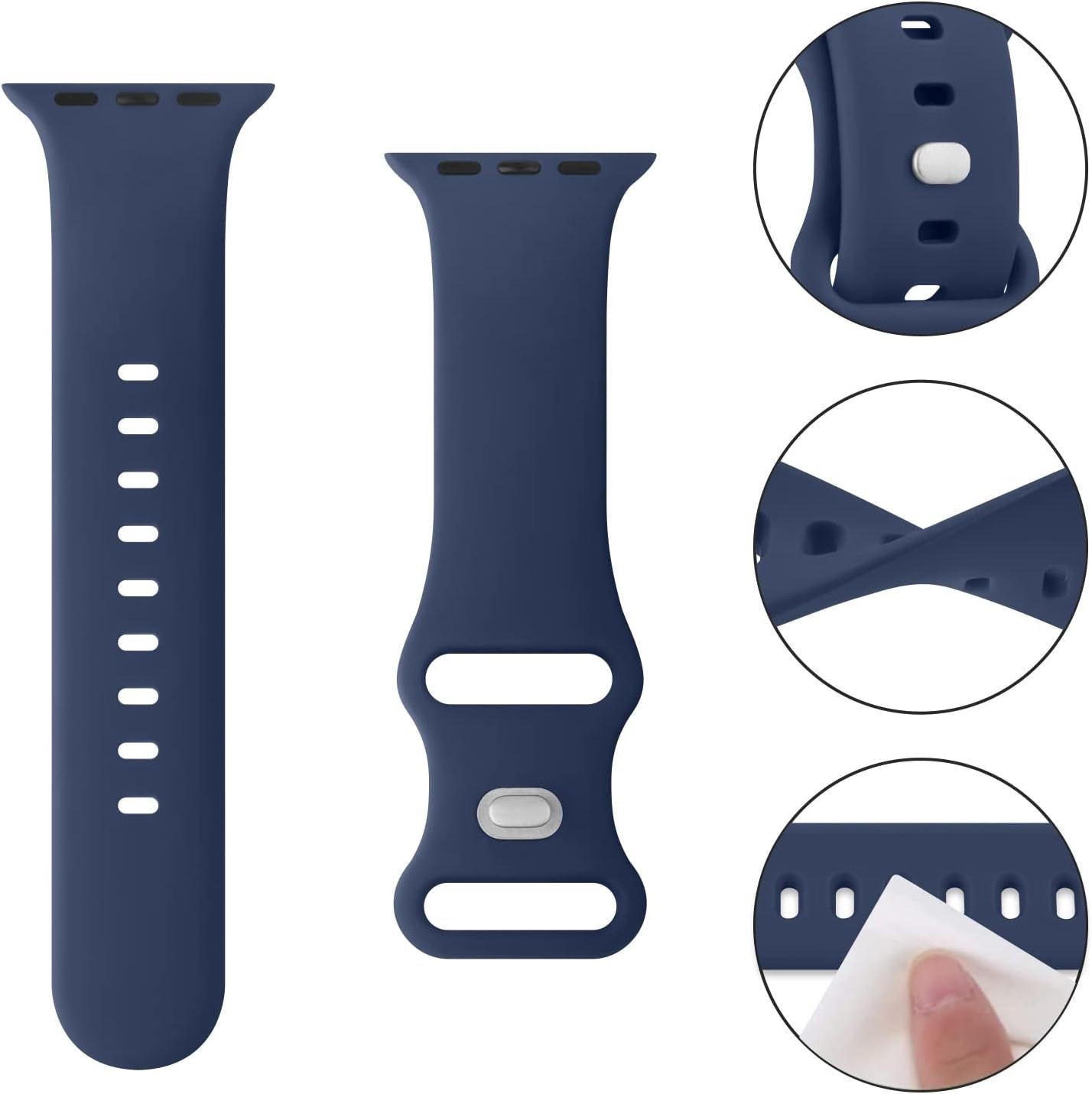 Silicone Strap Compatible with Apple Watch Series 10 41mm Waterproof